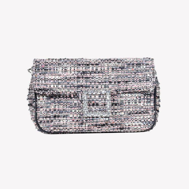 Roberto Festa BORSA A SPALLA IN TESSUTO MULTICOLOR CON ACCESSORIO FIBBIA QUADRA CON CRISTALLI LUNETTE Qualità Garantita