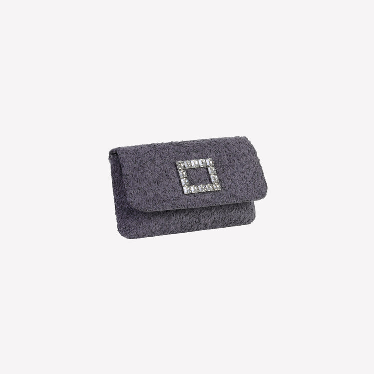 Roberto Festa BORSA IN BOUCLE NERO CON ACCESSORIO STRASS CAPRI LUX Consegna Veloce