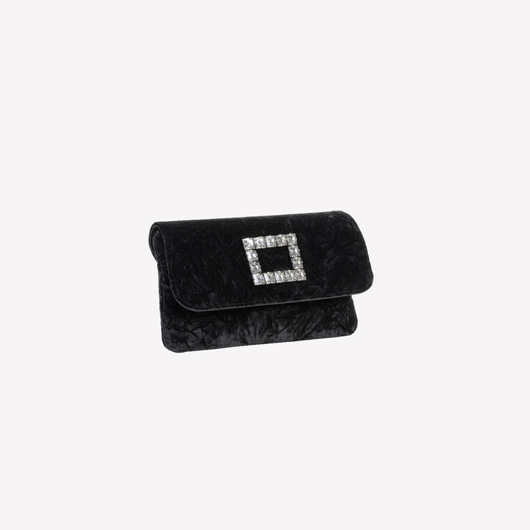 Roberto Festa BORSA IN VELLUTO NERO CON ACCESSORIO STRASS CAPRI LUX Promozione Limitata