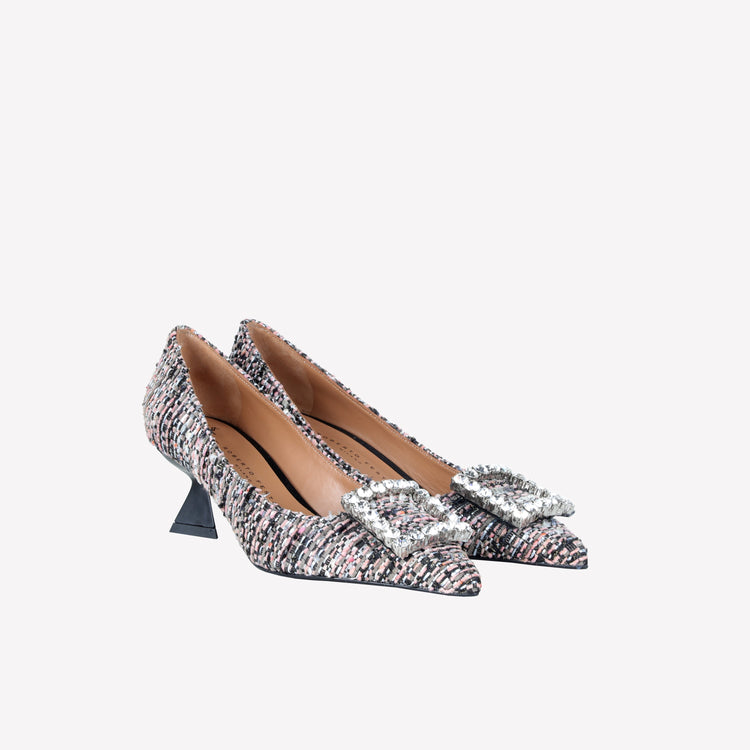Roberto Festa DECOLLETE’ IN TESSUTO MULTICOLORE CON FIBBIA QUADRA STRASS EVILLY Outlet