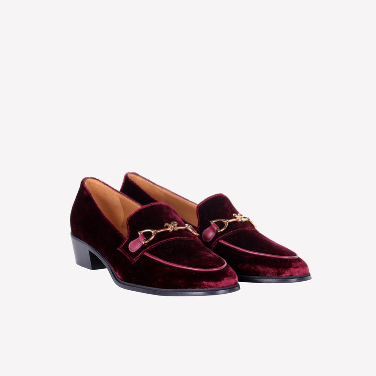 Roberto Festa MOCASSINO IN VELLUTO BORDEAUX CON ACCESSORIO MORSETTO ORO AXEL Offerte