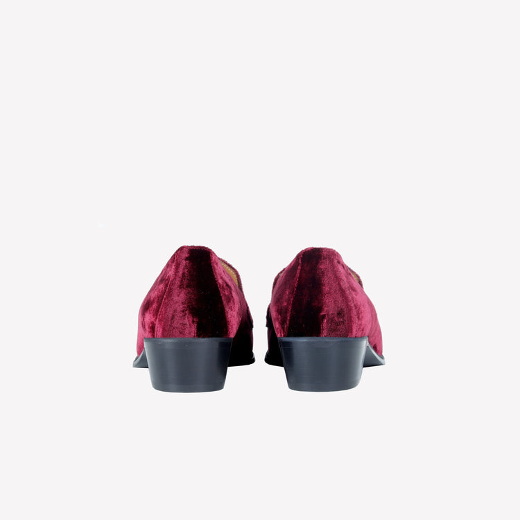 Roberto Festa MOCASSINO IN VELLUTO BORDEAUX CON ACCESSORIO MORSETTO ORO AXEL Offerte