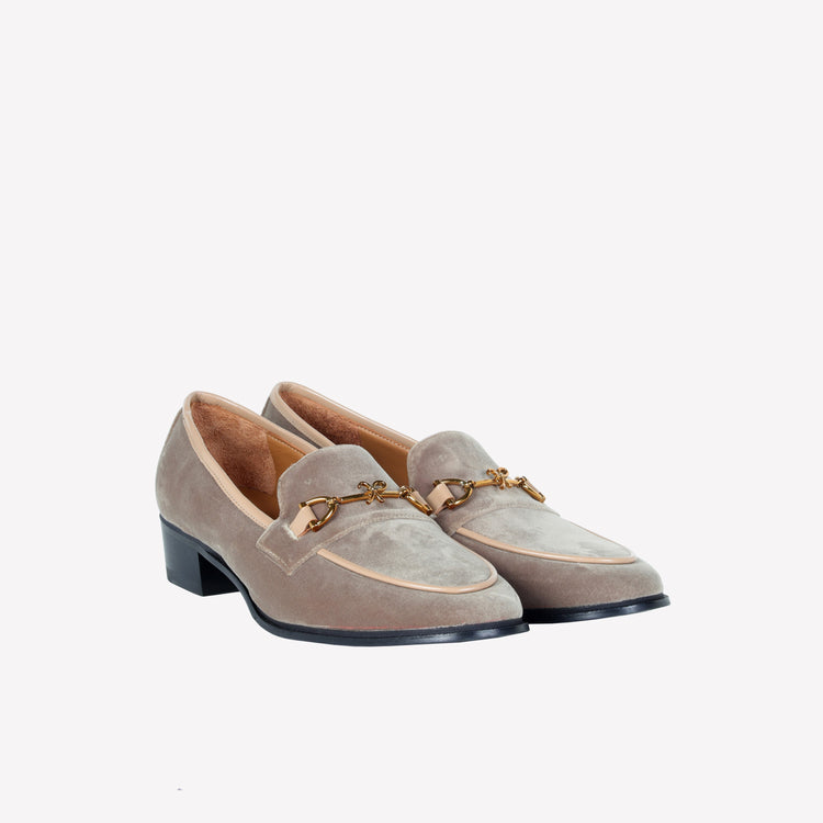 Roberto Festa MOCASSINO IN VELLUTO VOLPE CON ACCESSORIO MORSETTO ORO AXEL Vendita Calda
