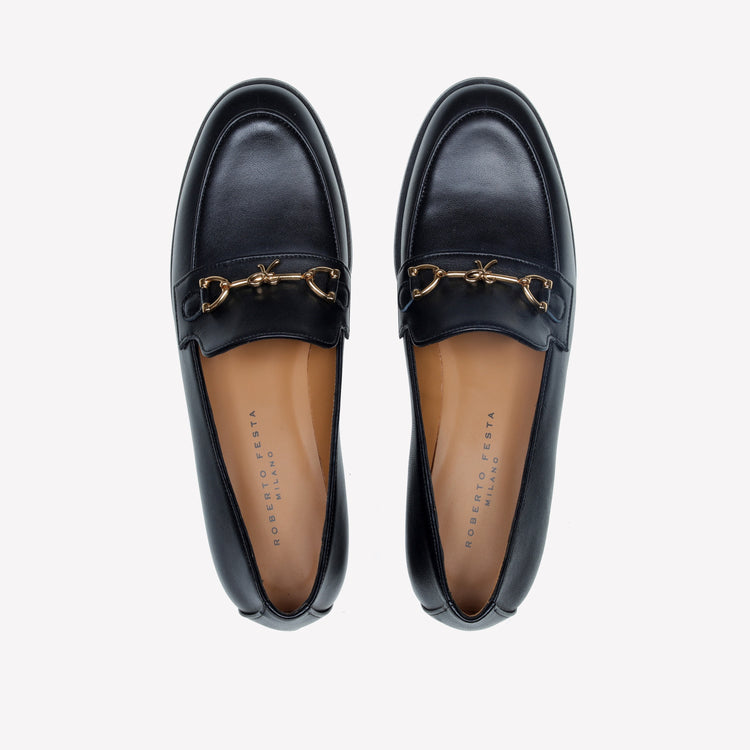 Roberto Festa MOCASSINO IN NAPPA CON ACCESSORIO MORSETTO ORO AXEL Vendita Economica