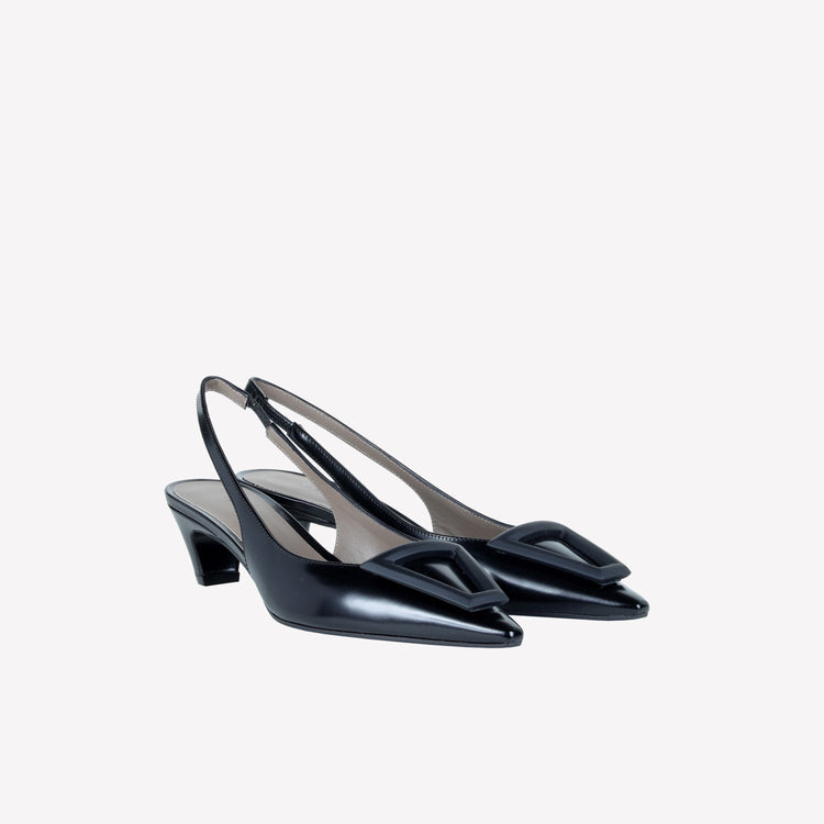 Roberto Festa SLINGBACK IN VITELLO SPAZZOLATO NERO CON FIBBIA GOMMATA DORIEN Vendite Flash