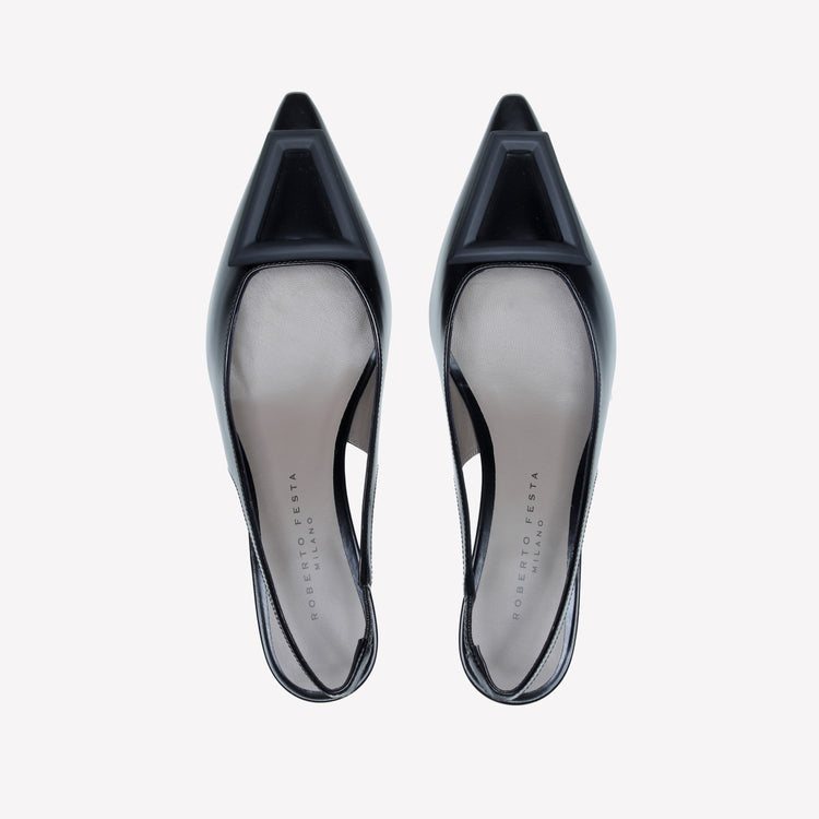 Roberto Festa SLINGBACK IN VITELLO SPAZZOLATO NERO CON FIBBIA GOMMATA DORIEN Vendite Flash