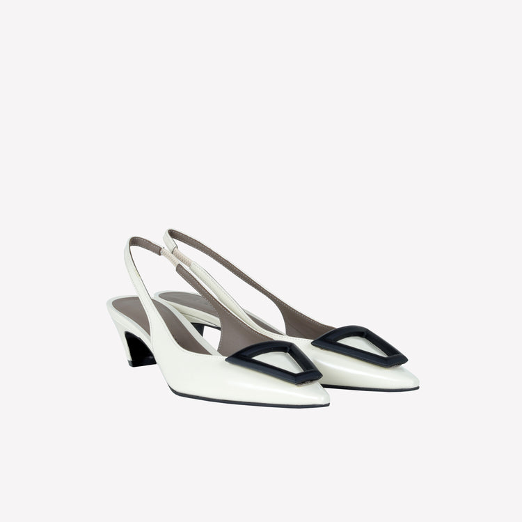 Roberto Festa SLINGBACK IN VITELLO SPAZZOLATO OFF WHITE CON FIBBIA GOMMATA DORIEN Negozio