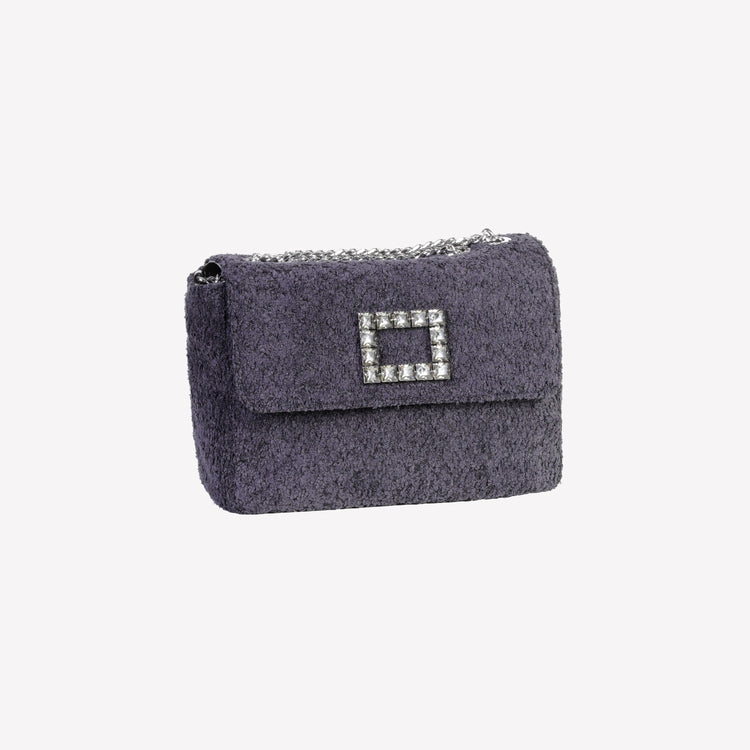 Roberto Festa BORSA A SPALLA IN BOUCLE NERO CON ACCESSORIO STRASS TROPEA LUX In Linea