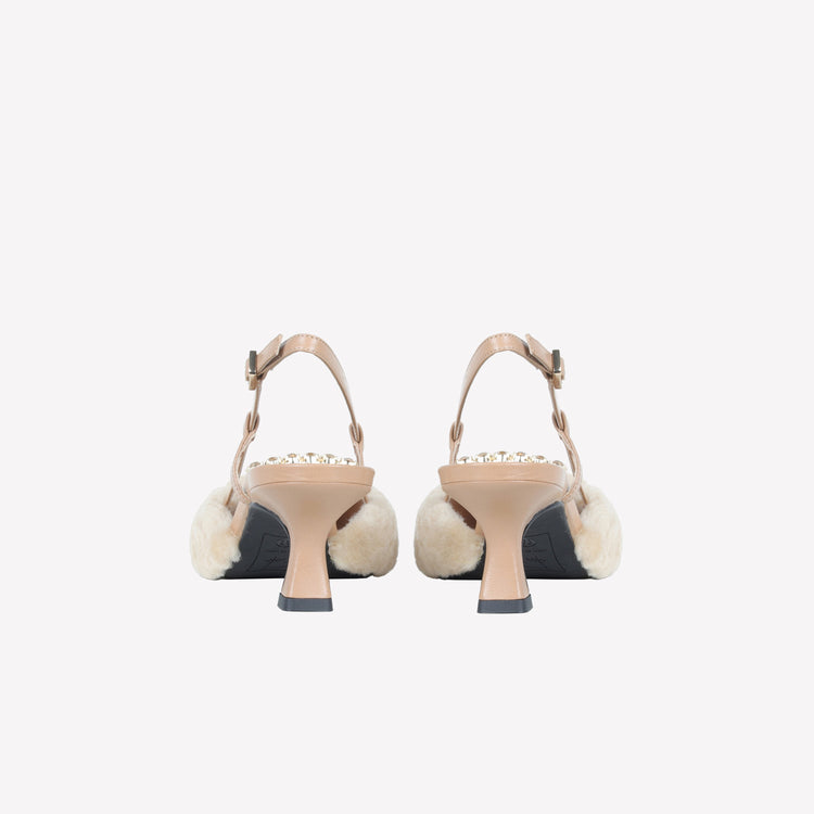 Roberto Festa SLINGBACK IN VISONE MIELE CON FIBBIA QUADRA CON CRISTALLI STEFI Qualità