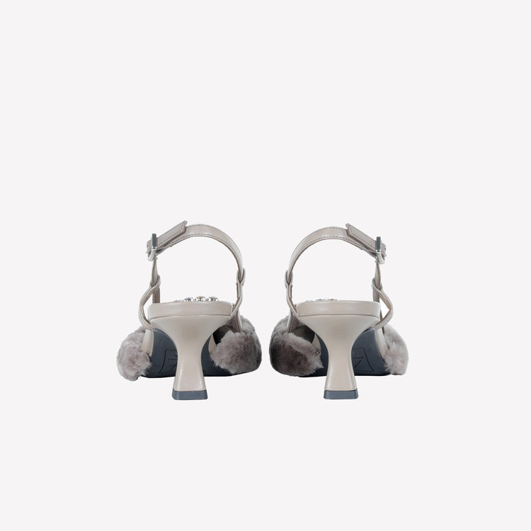 Roberto Festa SLINGBACK IN VISONE NUTRIA CON FIBBIA QUADRA CON CRISTALLI STEFI Vendita