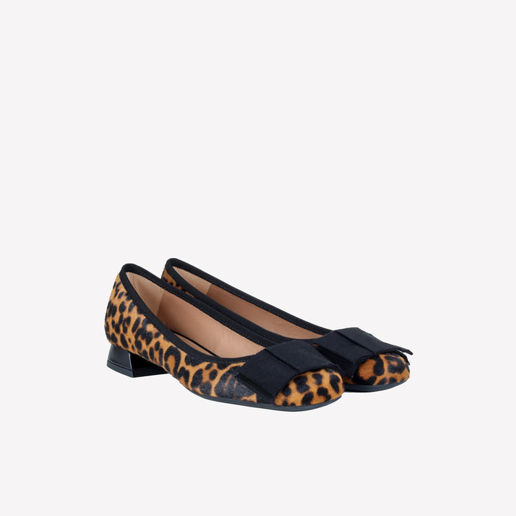 Roberto Festa DECOLLETE’ IN PELLE DI VITELLO STAMPA LEOPARDATA CON FIOCCO GROS GRAIN NERO SISKO Negozi Online