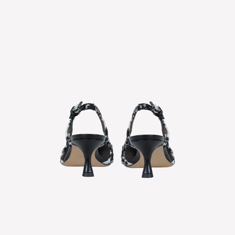 Roberto Festa SLINGBACK IN TWEED CON FIBBIA CRISTALLI BAGUETTE ATENA Prezzo Ridotto