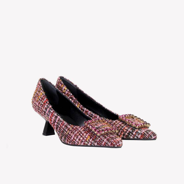 Roberto Festa DÉCOLLETÉ IN BOUCLÉ MULTICOLOR CON ACCESSORIO STRASS EVILLY Novità