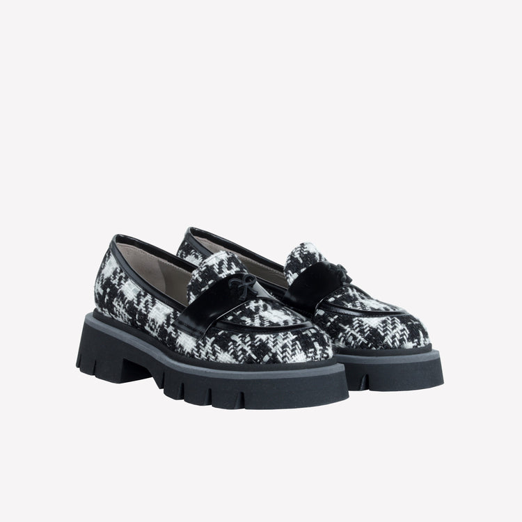 Roberto Festa MOCASSINO IN TWEED CON ACCESSORIO GOMMATO LOGO OFRA In Vendita