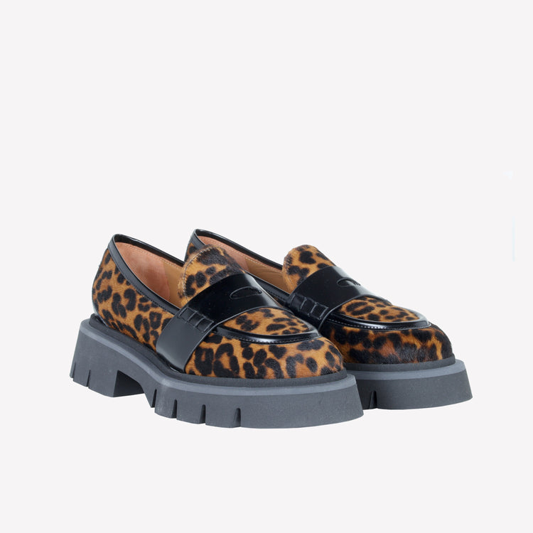 Roberto Festa MOCASSINO IN PELLE DI VITELLO CON STAMPA LEOPARDATA ALIAH Saldi