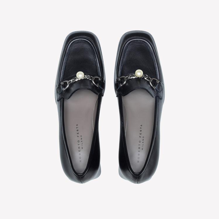 Roberto Festa MOCASSINO IN NAPPA NERO CON ACCESSORIO PERLA GERT Offerte