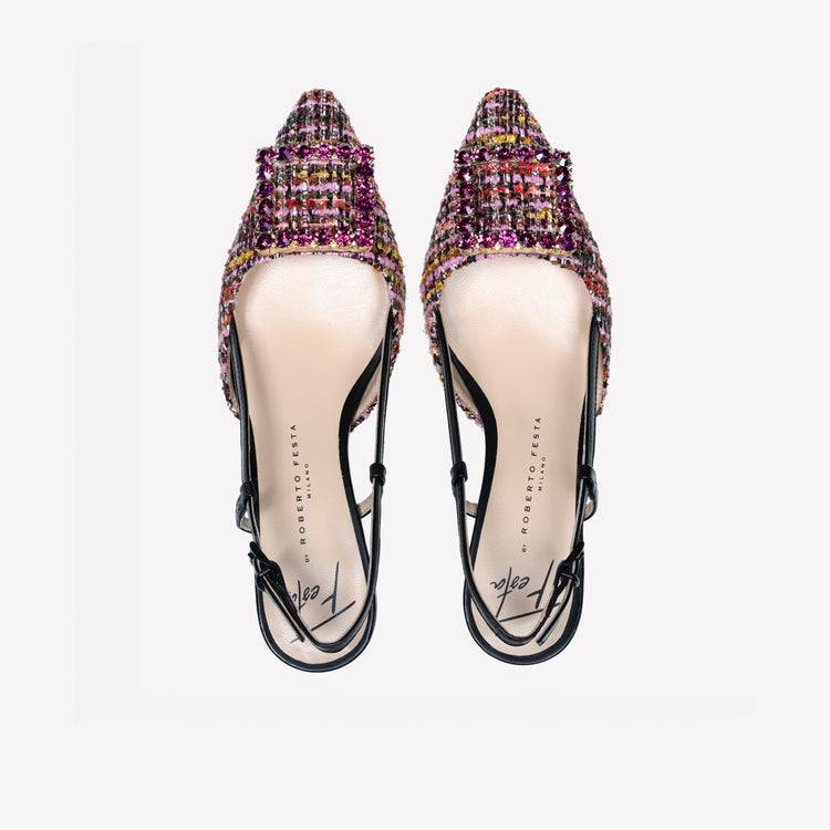 Roberto Festa slingback in pave multicolor e accessorio strass stefy In Saldo