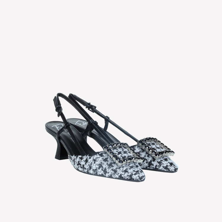 Roberto Festa slingback in poule nero e accessorio strass stefy Nuova