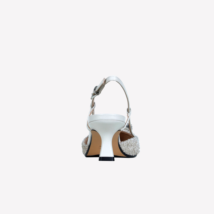 Roberto Festa slingback in boucle cream e accessorio strass stefy Moda