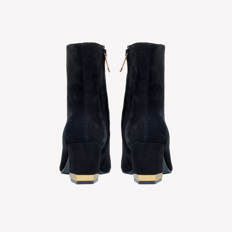 Roberto Festa ANKLE BOOT IN CAMOSCIO CON DETTAGLIO METALLICO COLOR ORO AMBRATO RISAS Pezzi Unici