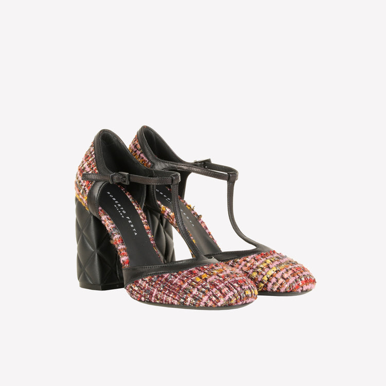 Roberto Festa DÉCOLLETÉ T-STRAP IN BOUCLÉ MULTICOLOR OLIMPYA Vendita Calda
