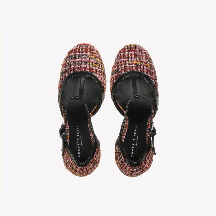 Roberto Festa DÉCOLLETÉ T-STRAP IN BOUCLÉ MULTICOLOR OLIMPYA Vendita Calda