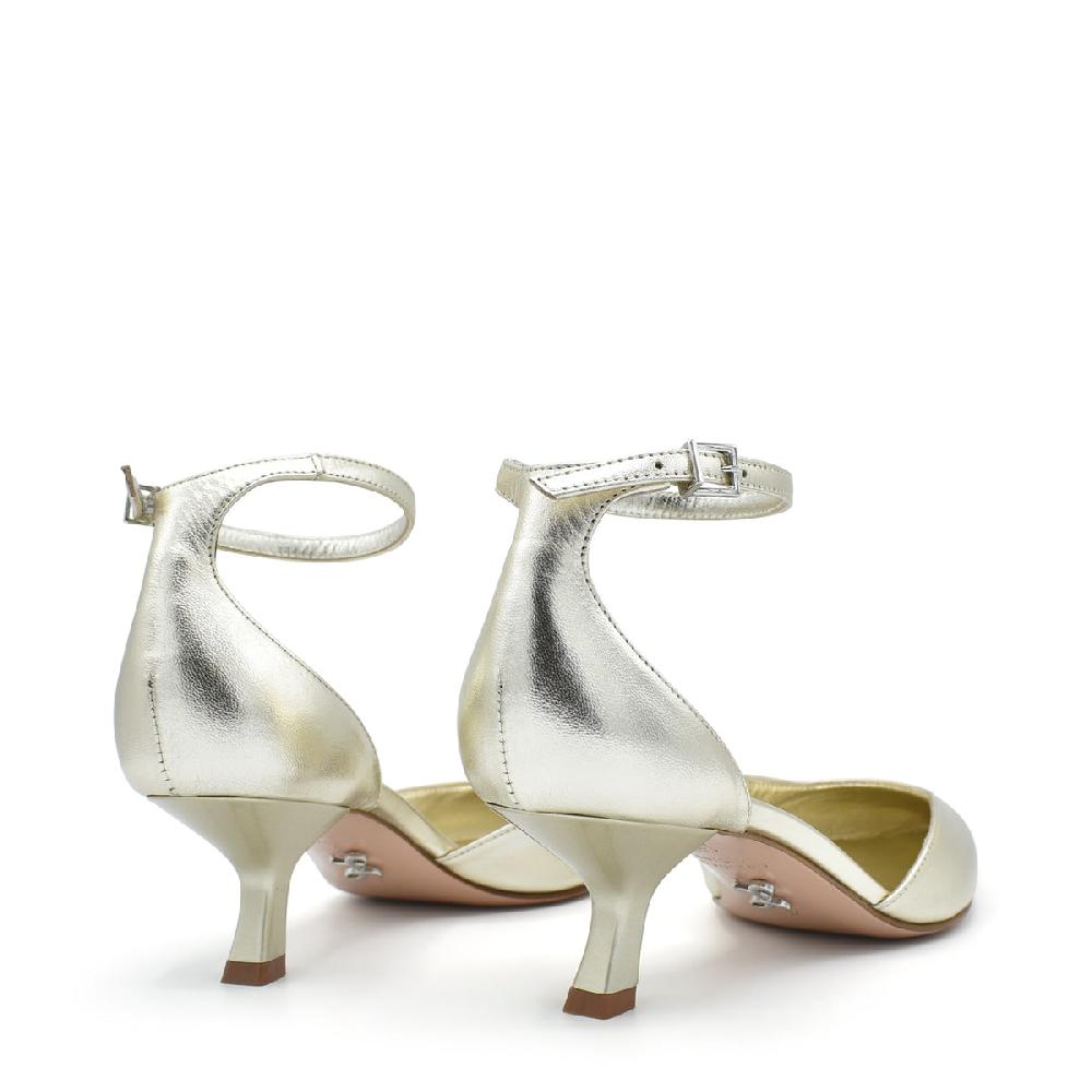 Sergio Levantesi Cate4 Platinum - Décolleté in pelle laminata con cinturino In Vendita