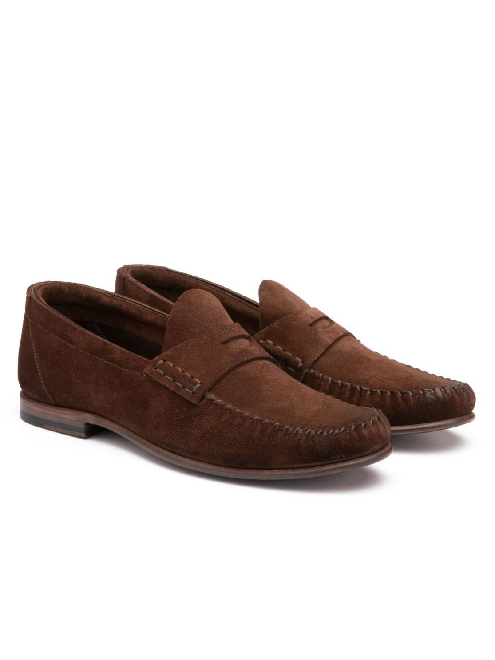 Silvano Sassetti Mocassini Penny in suede marrone In Saldo