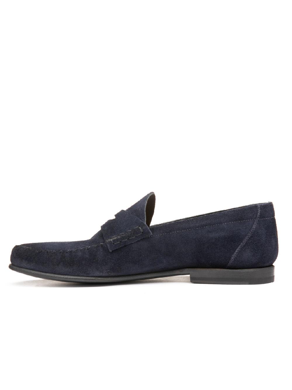 Silvano Sassetti Mocassini Penny in suede navy Offerta