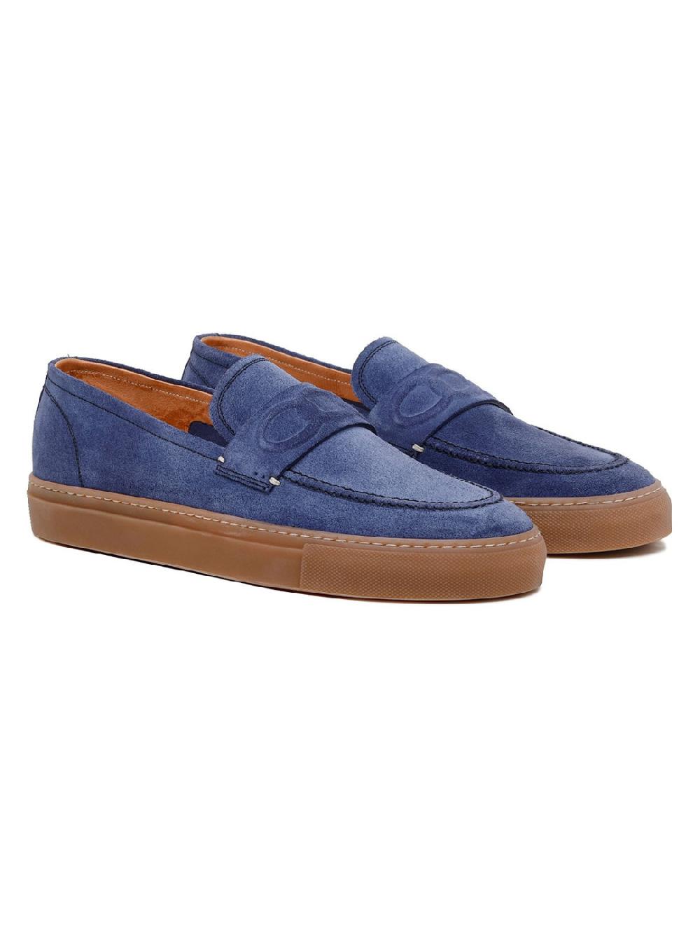 Silvano Sassetti Mocassini St. Tropez in camoscio blu Negozi Online
