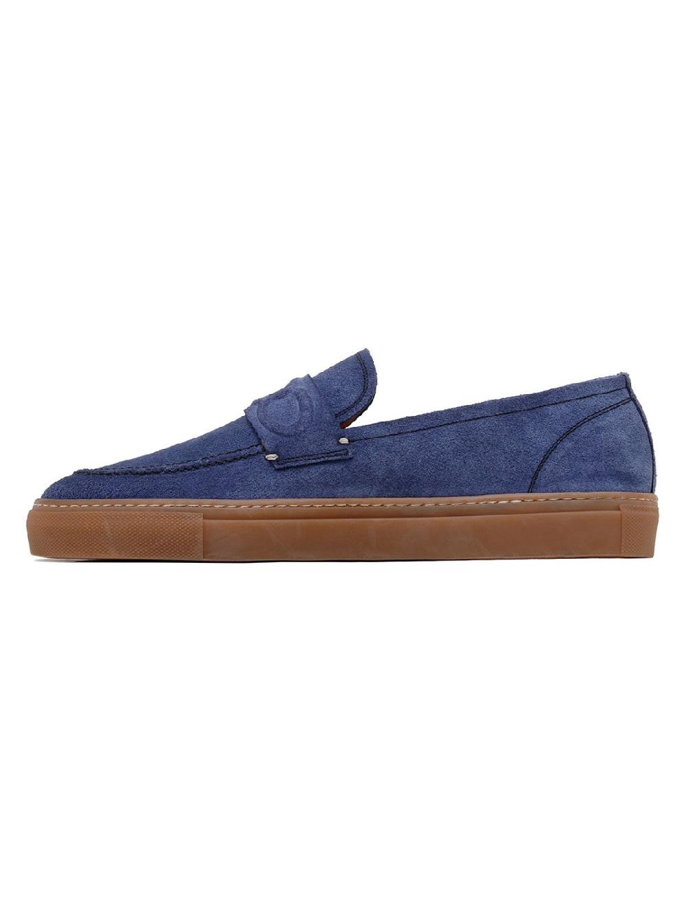 Silvano Sassetti Mocassini St. Tropez in camoscio blu Negozi Online