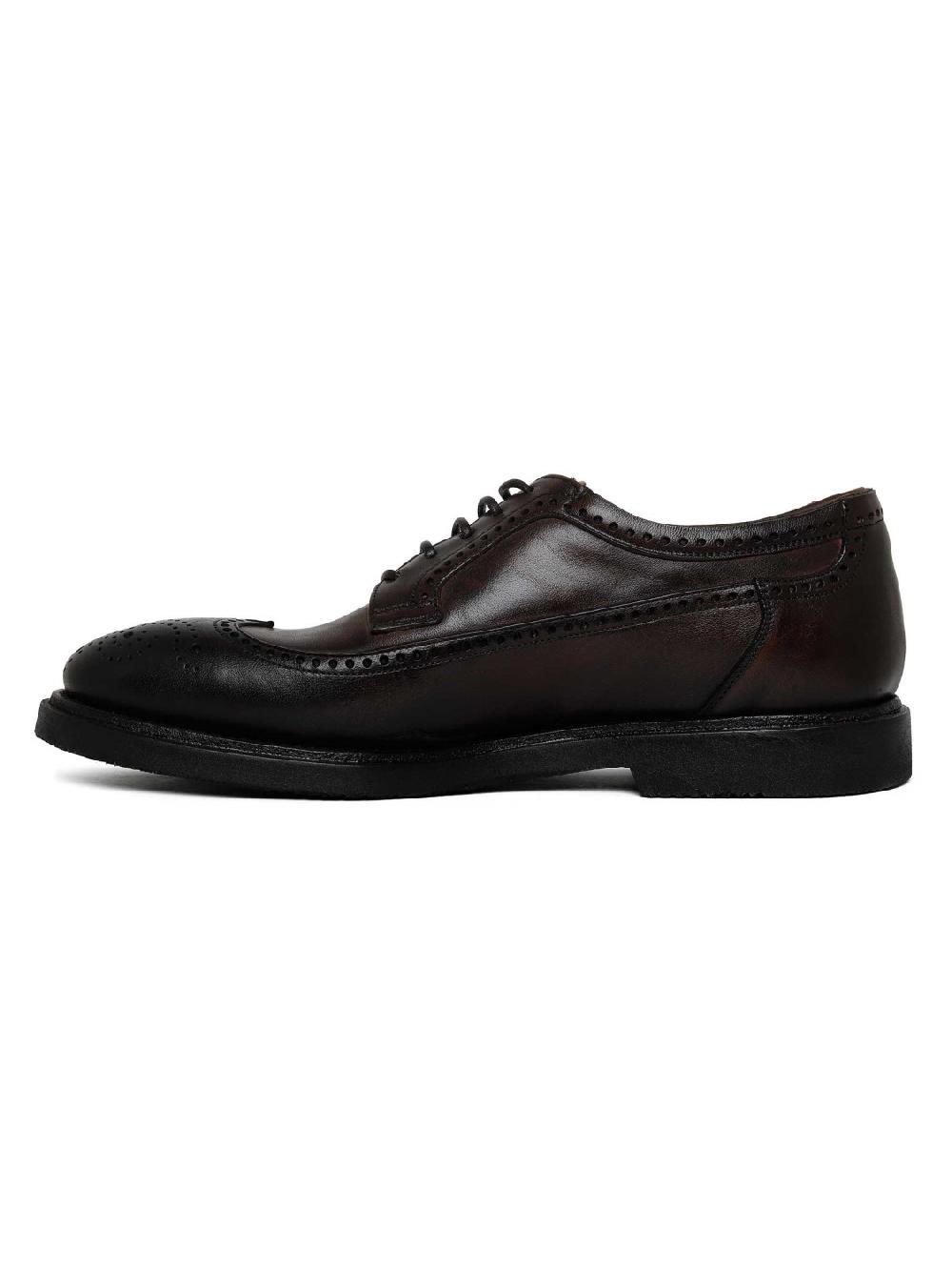 Silvano Sassetti Scarpe Derby in pelle marrone scuro Vendita Calda