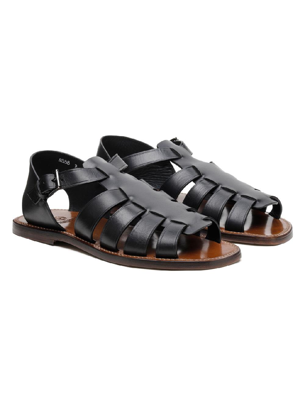 Silvano Sassetti Sandali Gladiator in pelle nera Negozio