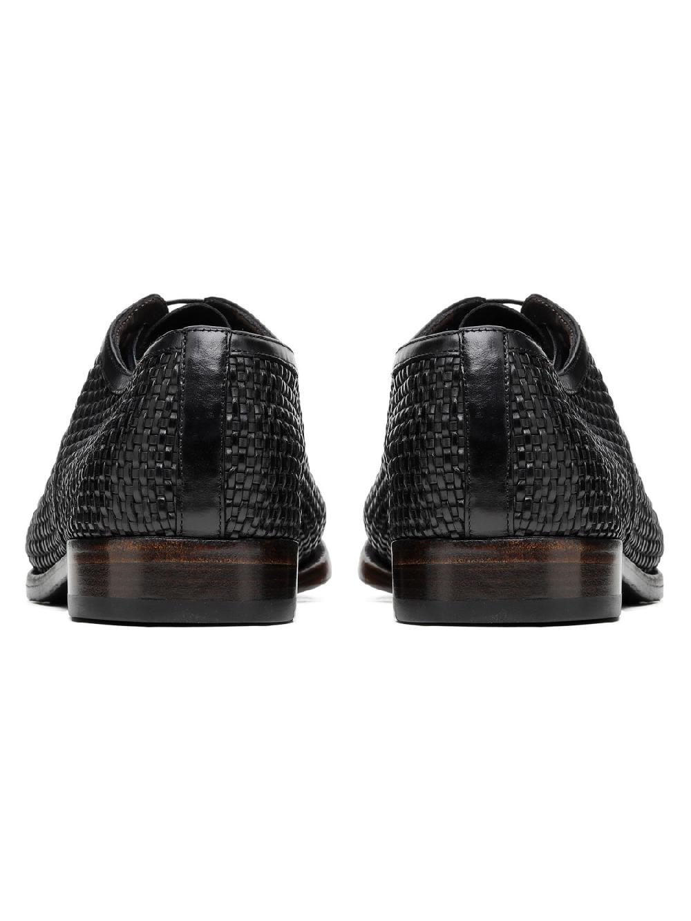 Silvano Sassetti Scarpe Derby in pelle nera intrecciata In Saldo