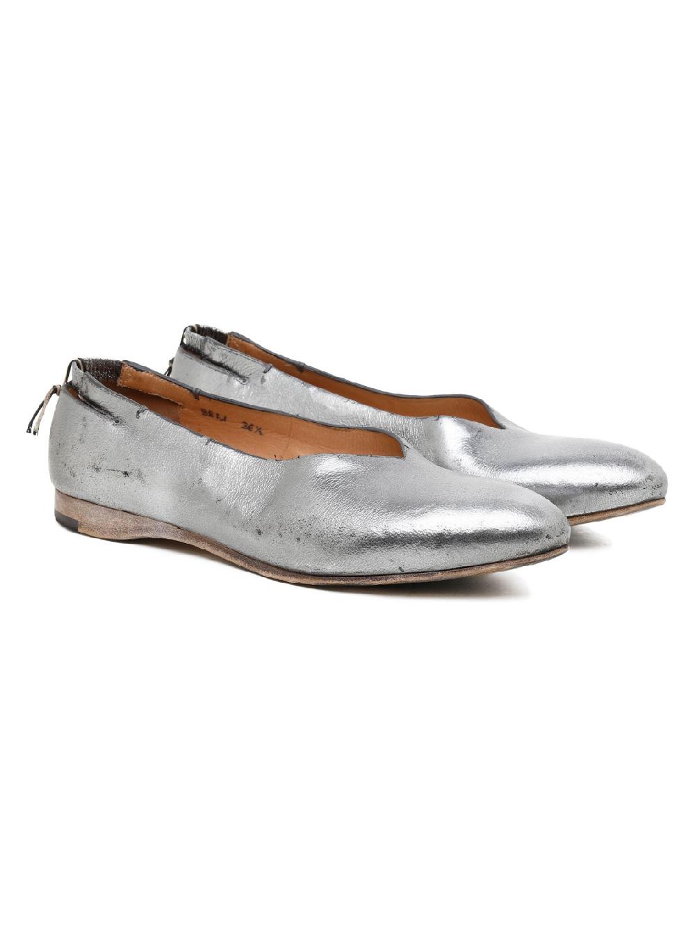Silvano Sassetti Slippers in pelle argentata Nuovo