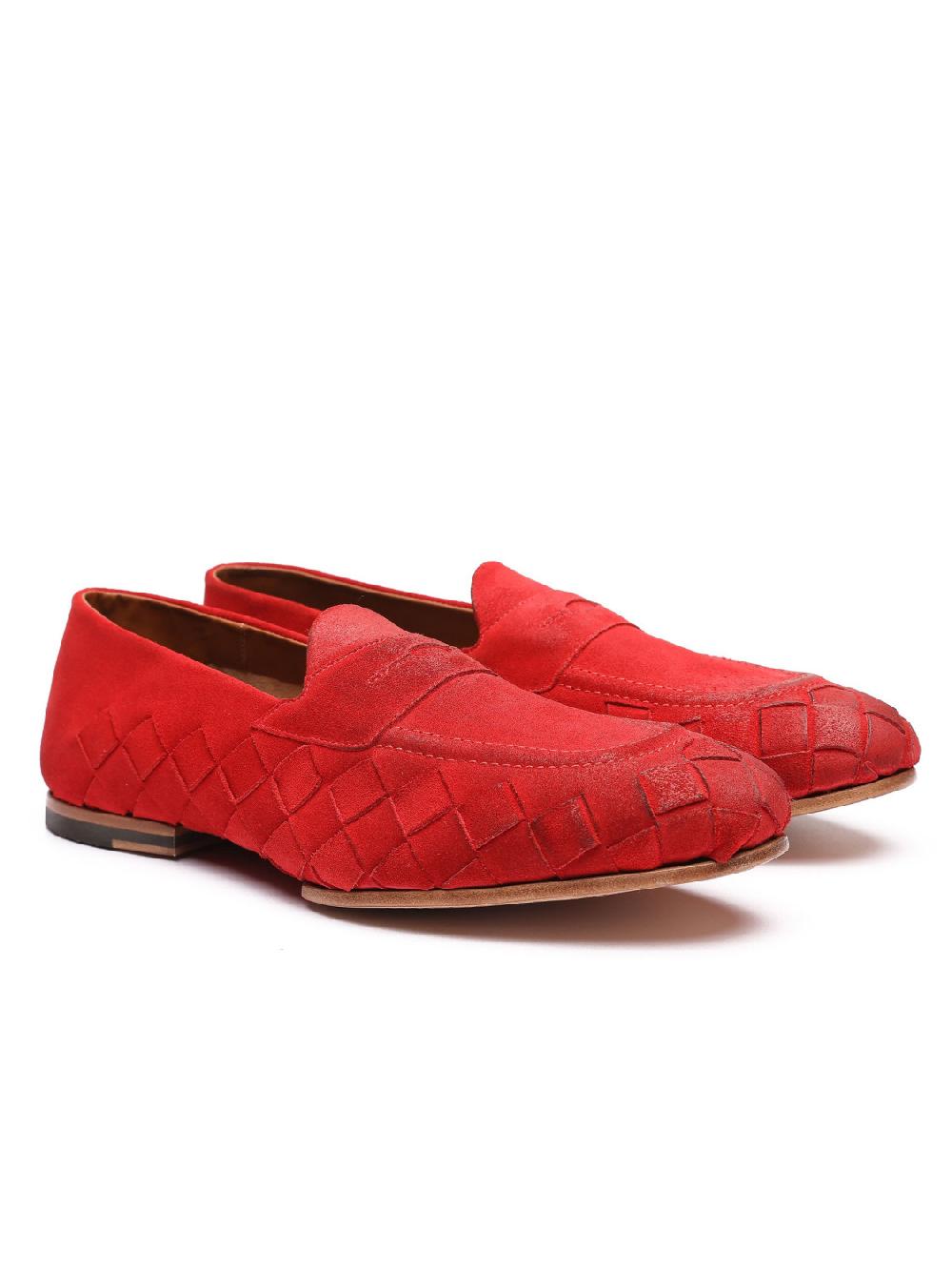 Silvano Sassetti Mocassini in suede rosso Qualità