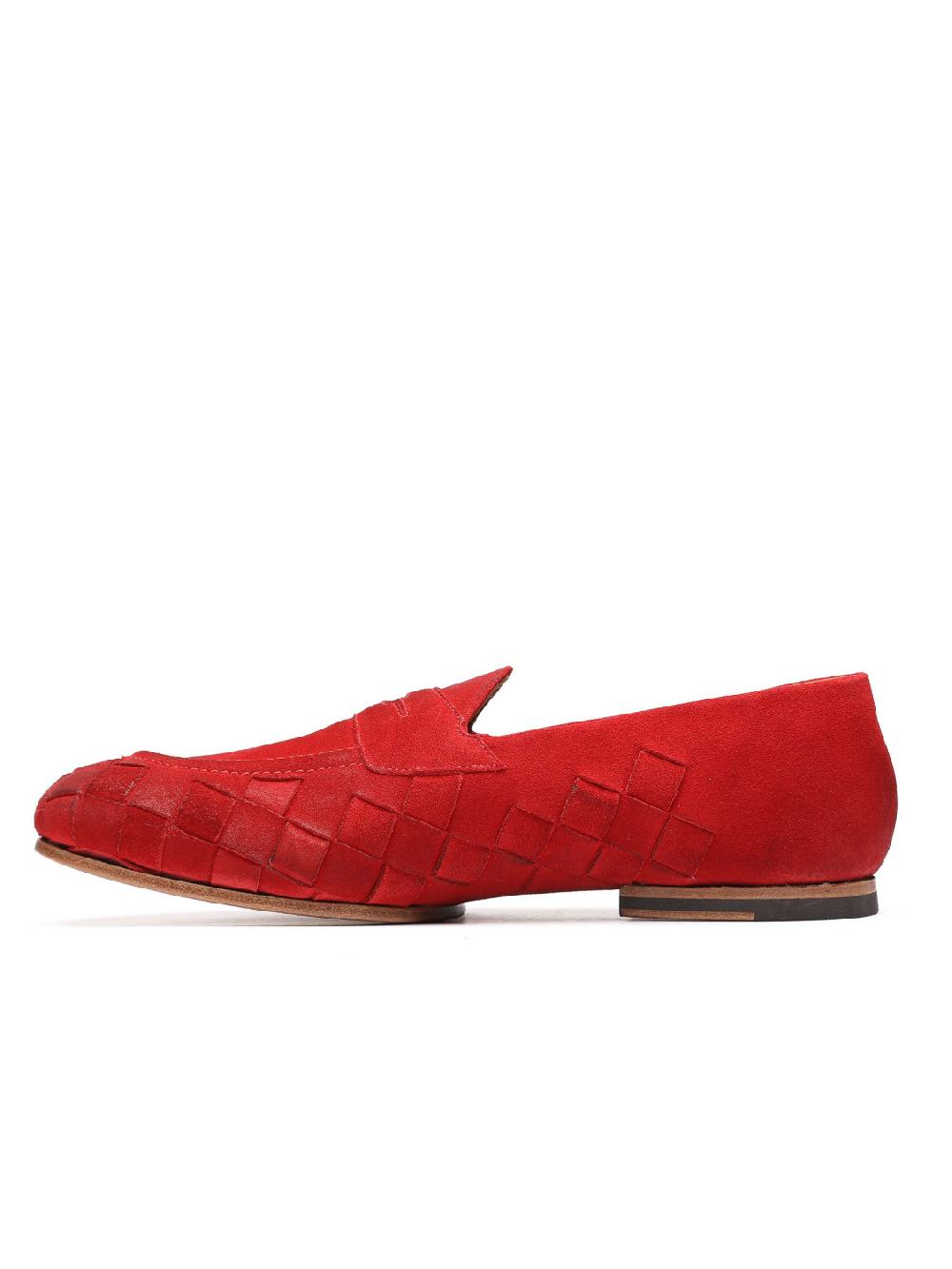 Silvano Sassetti Mocassini in suede rosso Qualità