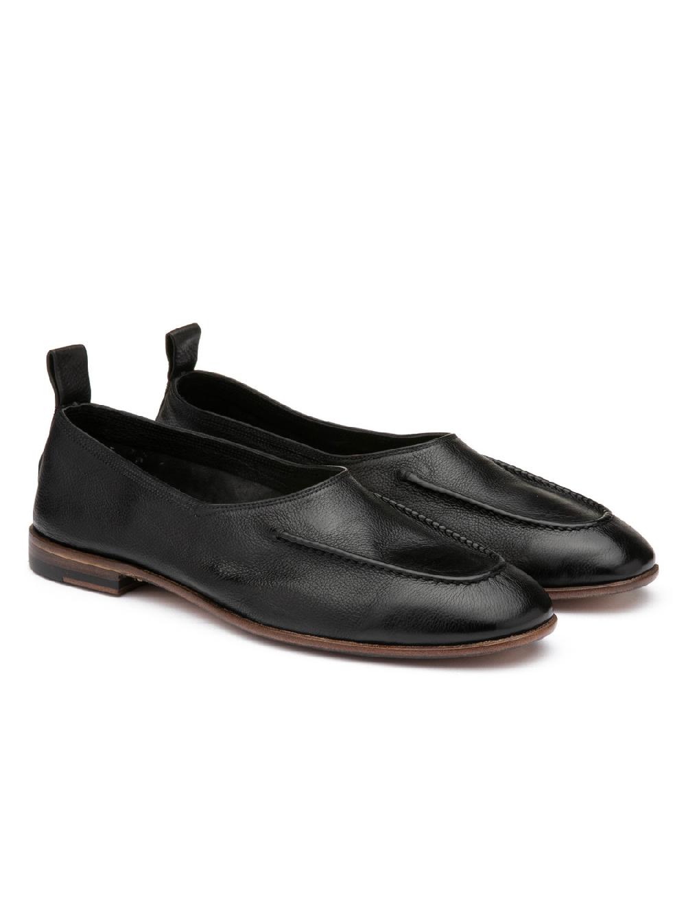 Silvano Sassetti Slippers in pelle di colore nero Consegna Veloce