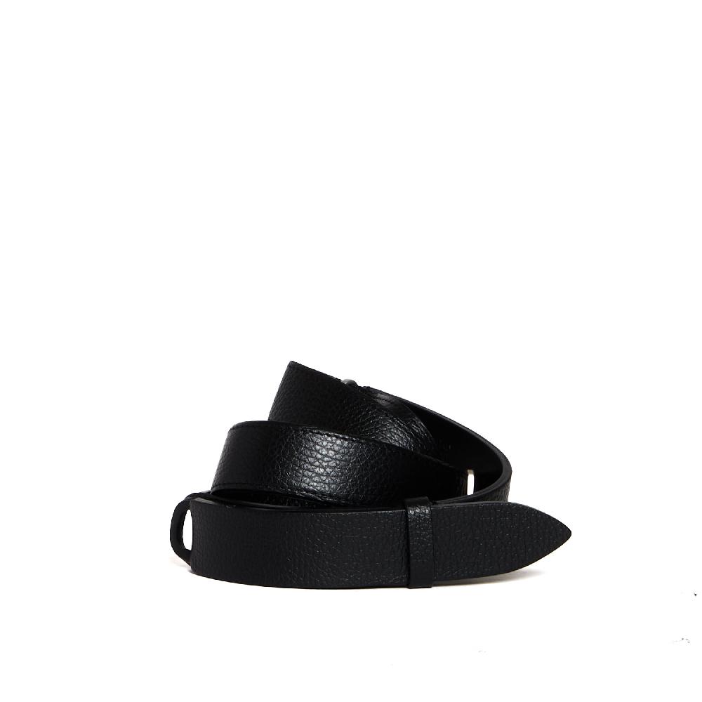 Sorelle Perego cintura nobuckle in pelle martellata nera 2025