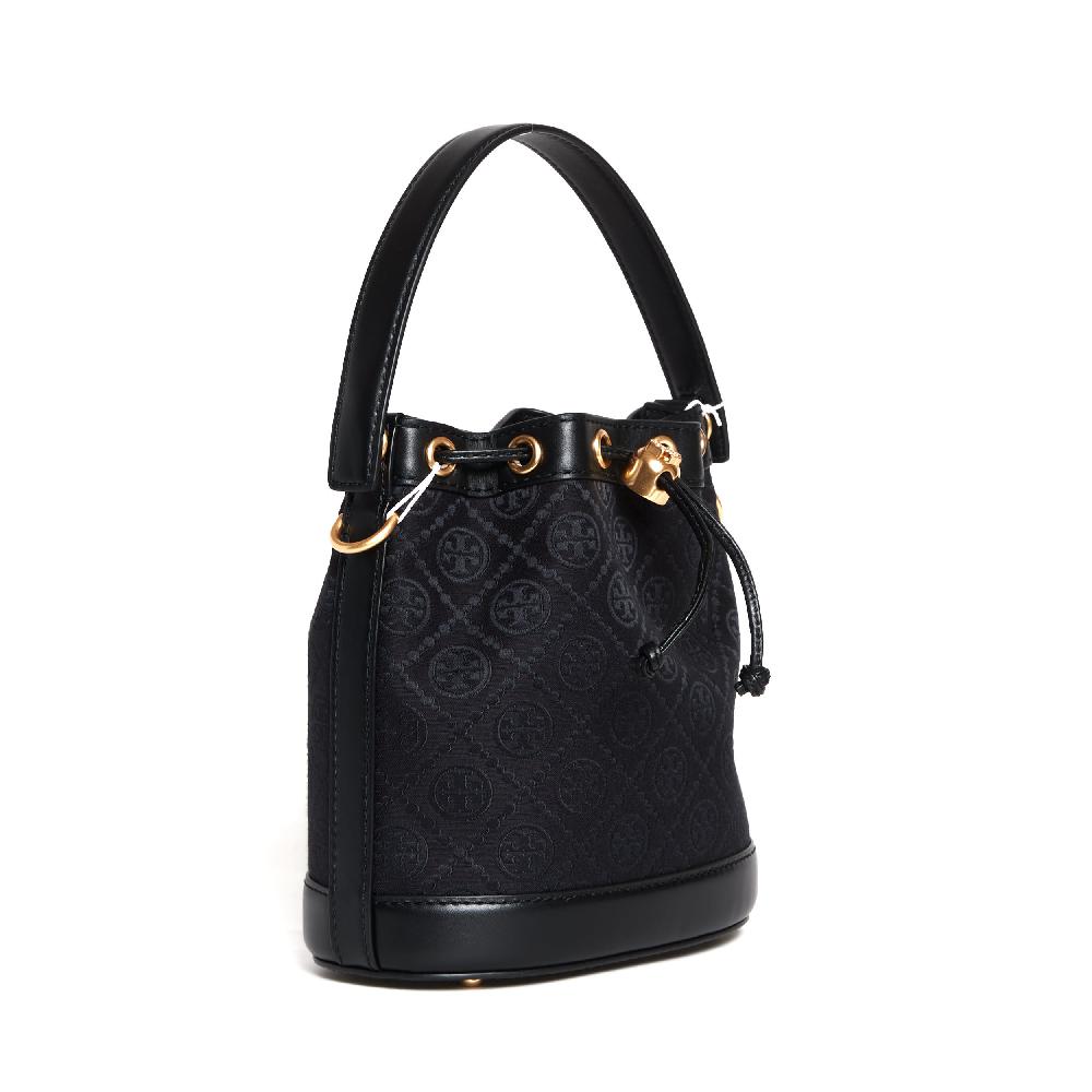 Sorelle Perego bucket bag tessuto logato e pelle nera Italy