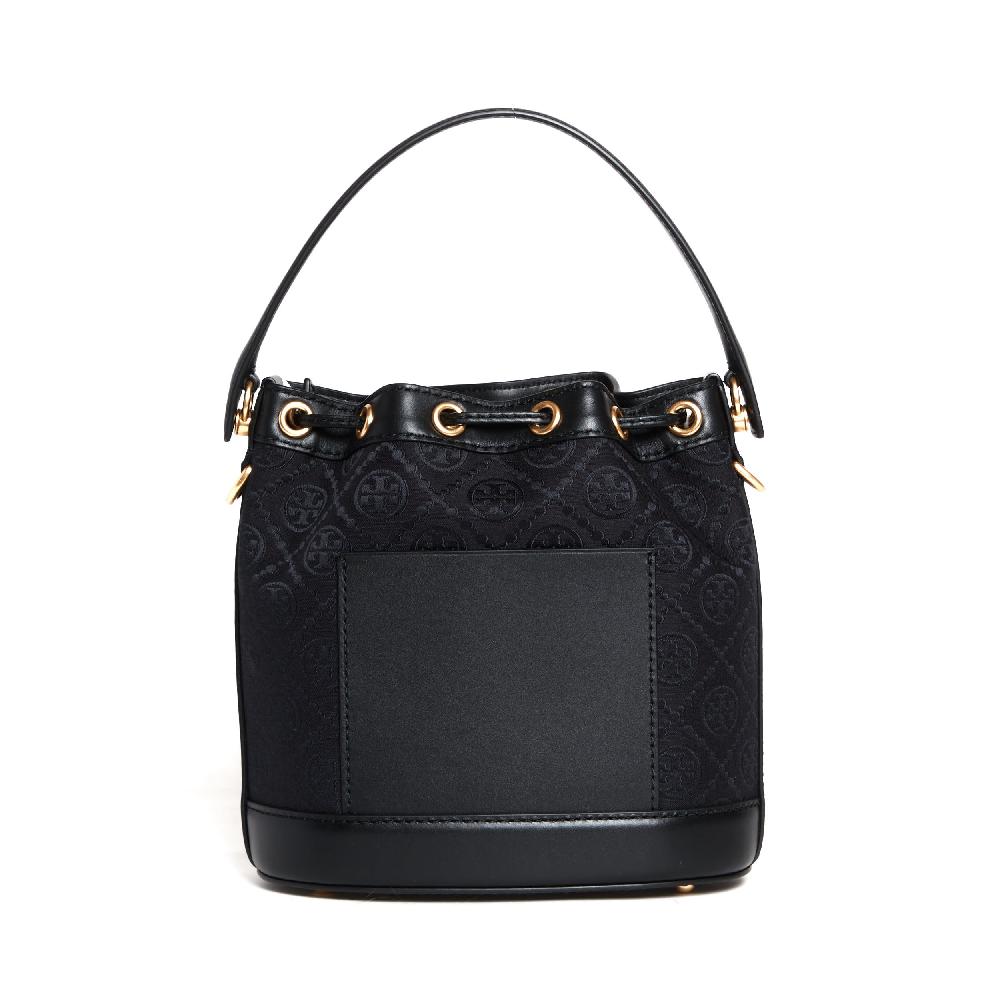 Sorelle Perego bucket bag tessuto logato e pelle nera Italy