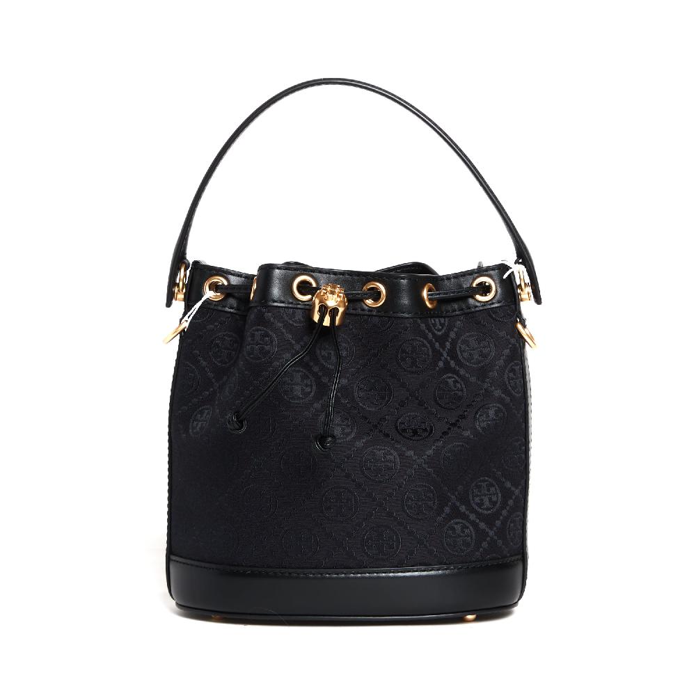 Sorelle Perego bucket bag tessuto logato e pelle nera Italy