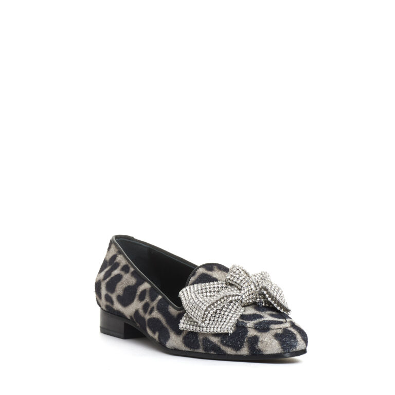 Sorelle Perego mocassino fiocco strass e stampa leopardo Qualità Garantita