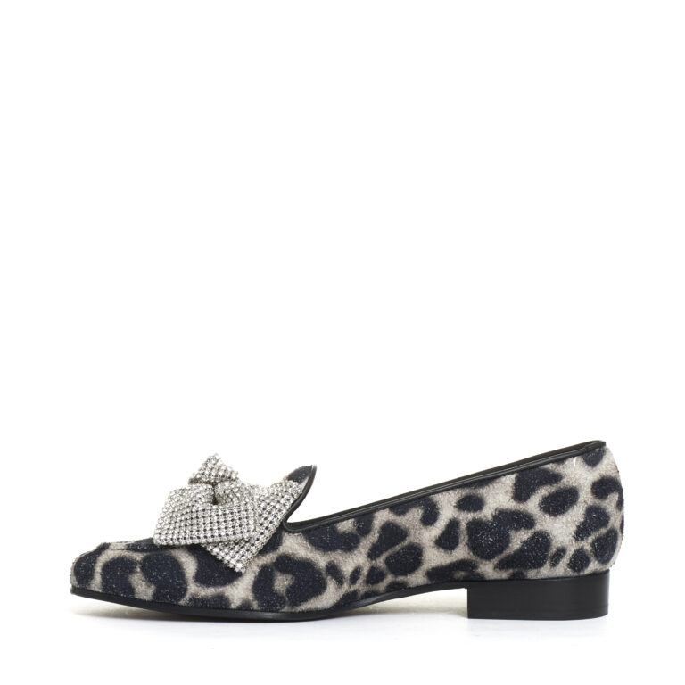 Sorelle Perego mocassino fiocco strass e stampa leopardo Qualità Garantita