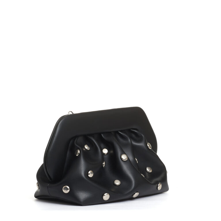 Sorelle Perego clutch nera borchie argento Sottocosto