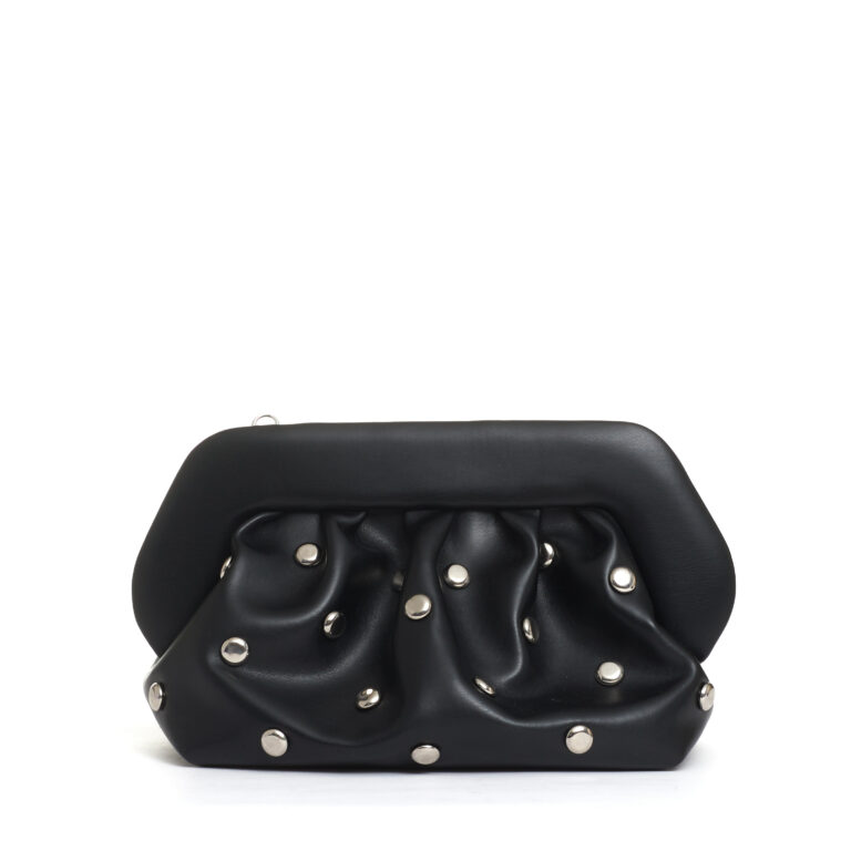 Sorelle Perego clutch nera borchie argento Sottocosto