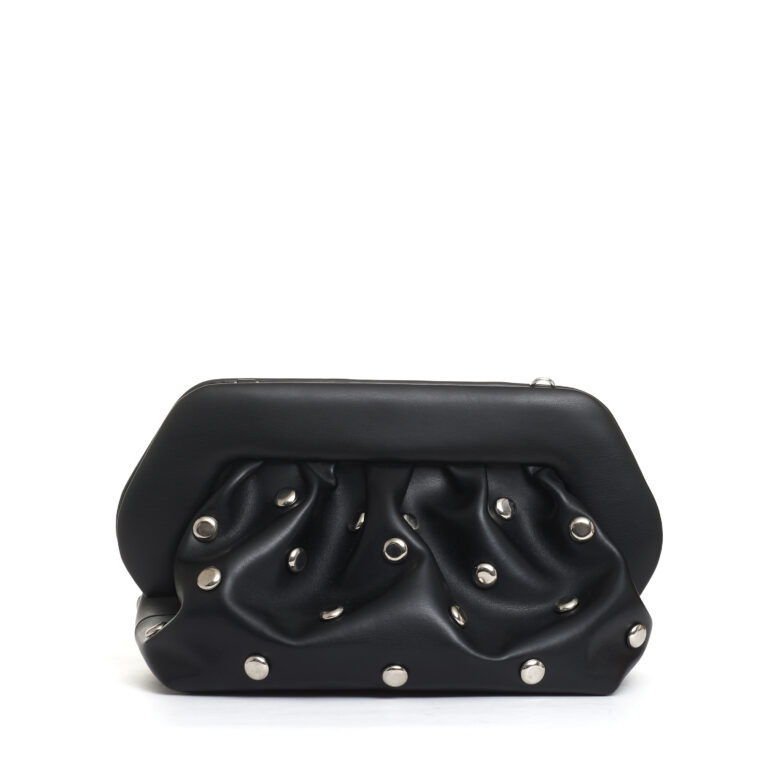 Sorelle Perego clutch nera borchie argento Sottocosto
