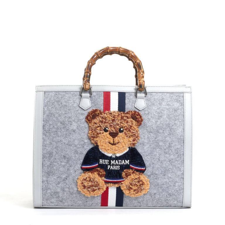 Sorelle Perego tote bag grigio grande con Teddy e tracolla Negozio