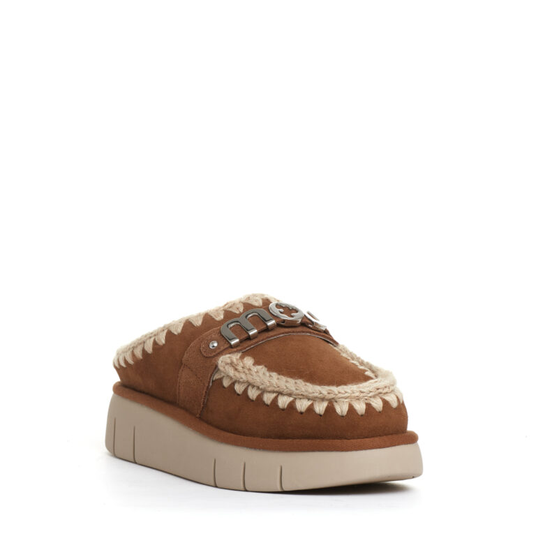 Sorelle Perego ciabatta camoscio cuoio con logo metallo In Saldo