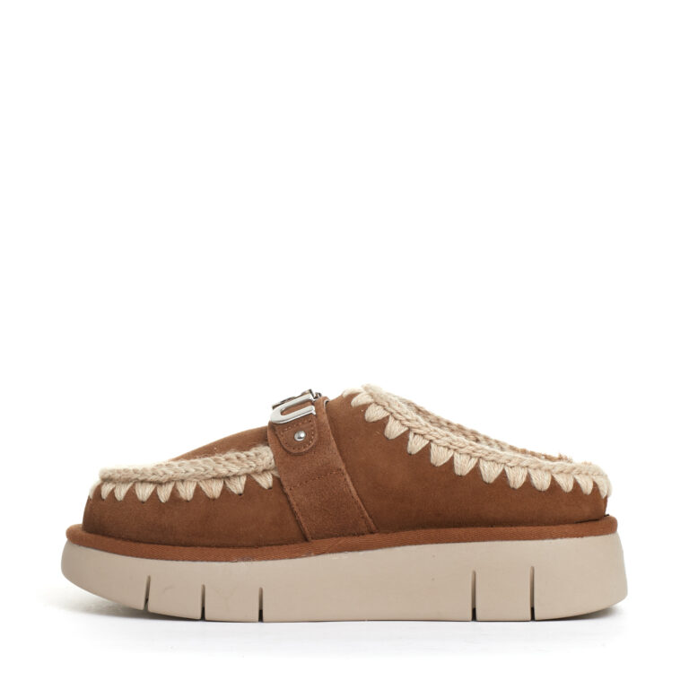 Sorelle Perego ciabatta camoscio cuoio con logo metallo In Saldo